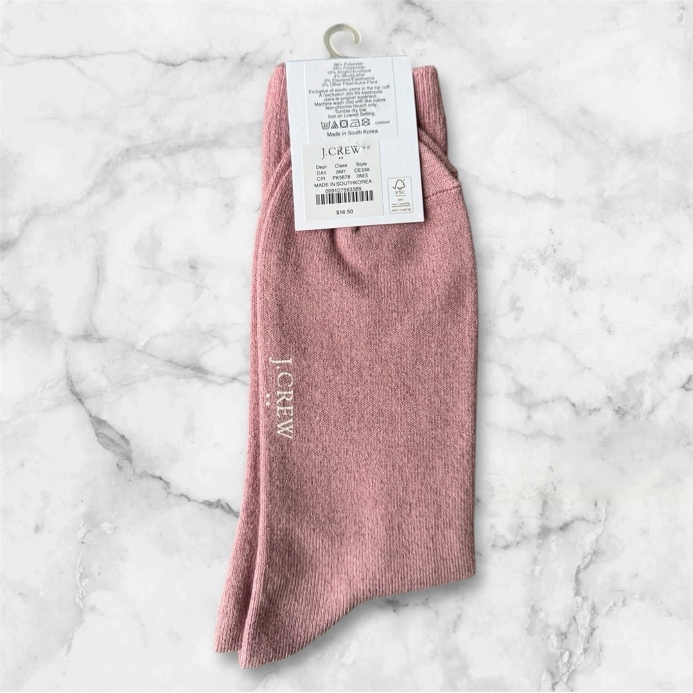 J.Crew Pink Ribbed Crew Socks - Picture 2 of 9